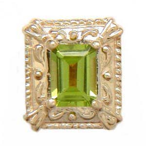 Y1142 14K EMERALD CUT PERIDOT SLIDE 